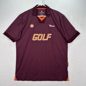 Macade x Admiral Golf Shirt Mens Large Maroon Orange Polo Performance Stretch